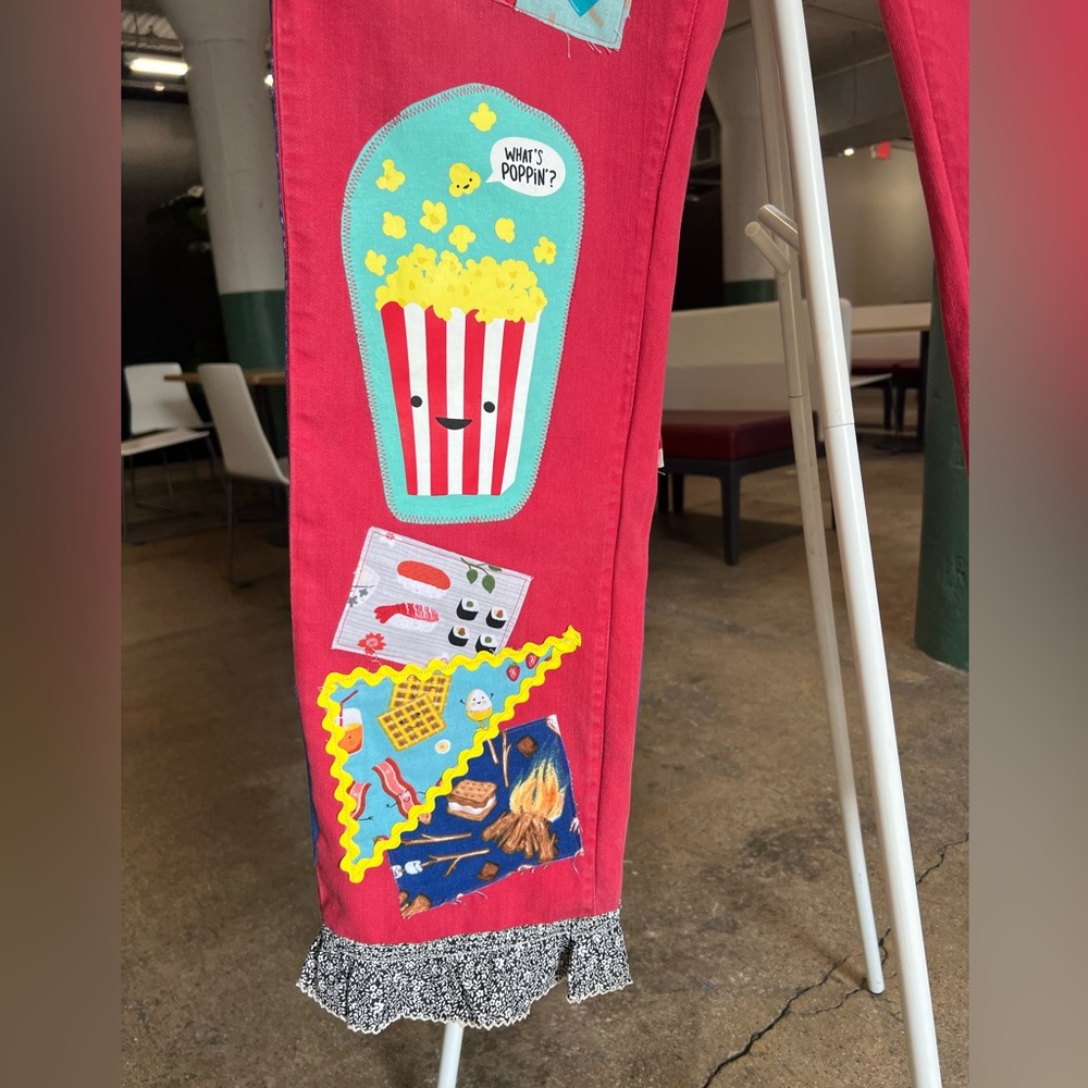 Funny Foods Upcycled Patchwork Collage Jeans - image 8